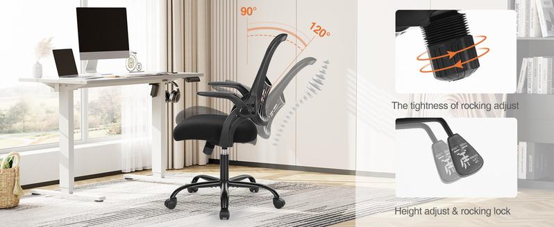 Home Office Computer Desk Chair, Ergonomic Mid-Back Mesh Rolling Work Swivel Task Chairs, Comfortable Lumbar Support, Comfy