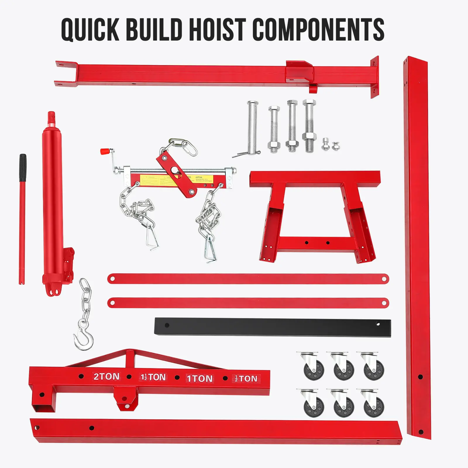 2 Ton Folding Hydraulic Engine Hoist – Heavy Duty Cherry Picker Crane For Car and Truck Engine Lifting in Garage, Workshop, Factory, or Warehouse  4400 lbs Capacity – Telescopic Boom – 6 Swivel Casters