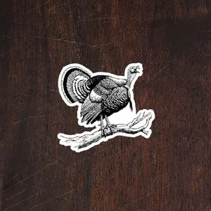 Wild Turkey Hunting Sticker, Vintage Engraved Turkey Bird Decal for Truck, Laptop, Hunting Gear