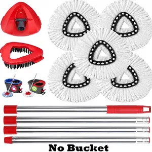 Microfiber Spin Mop Refills & Scrub Brush Heads - 5 Mop Heads + 1 Brush Heads for Hard Floor Cleaning, No Bucket/Handle Included