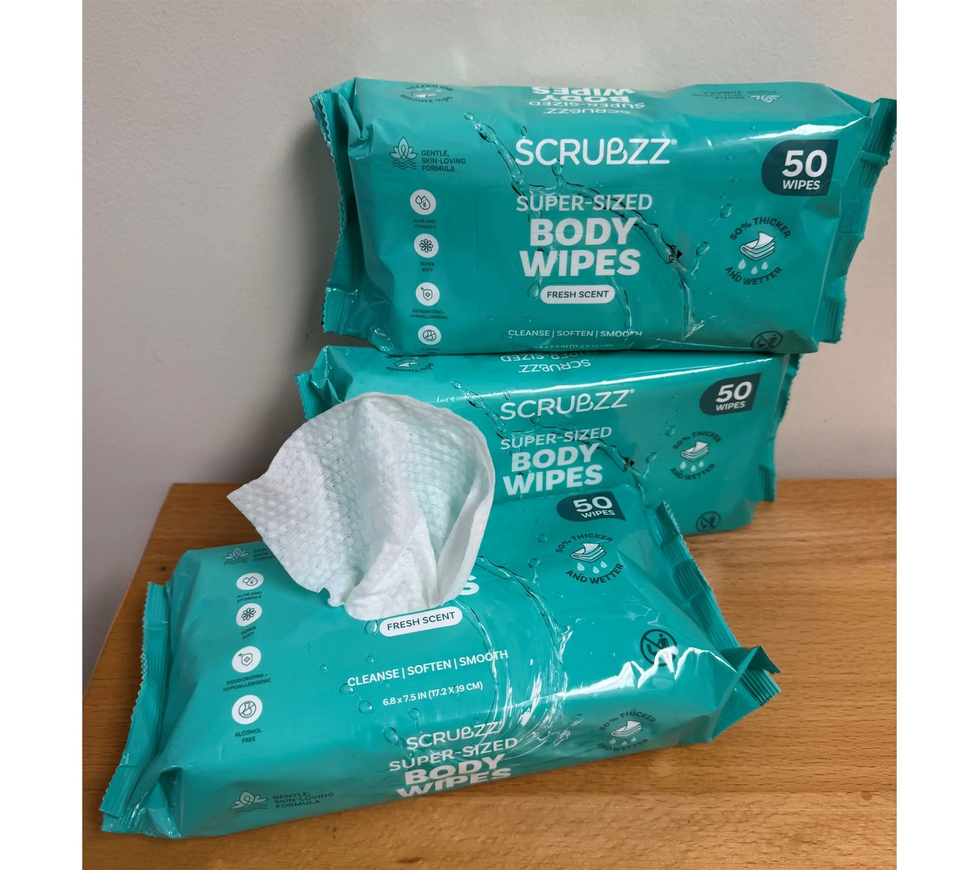 SCRUBZZ 3pk Extra Large Adult Wet Wipes SCRUBZZ 3pk Extra Large Adult Wet Wipes