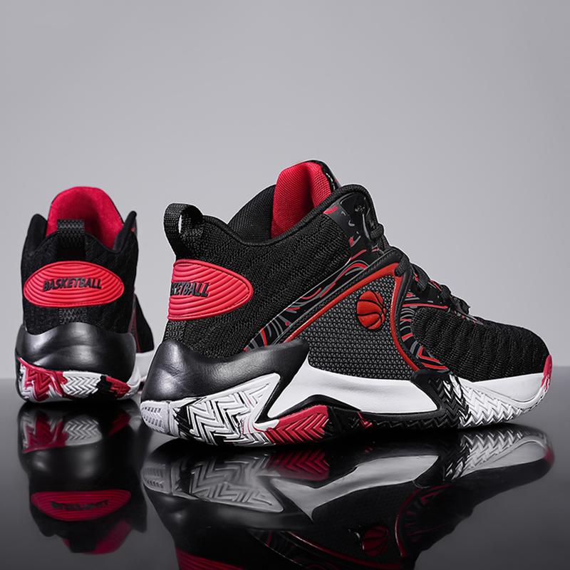 Men's High Top red design BasketballShoes- Stylish, breathable, durable men sports shoes suitable for leisure and outdoor activities.with non-slip.wear- resistant design. mesh upper and fabric lining. suitable for alIl seasons everyday use