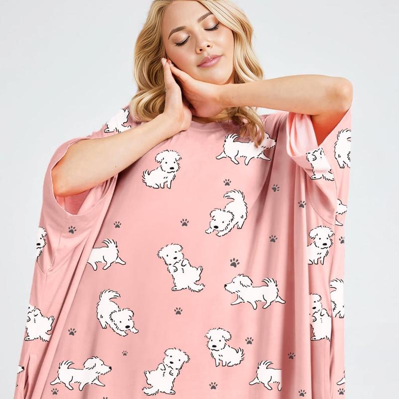 KFUBUO Plus Size Nightgowns for Women Oversized Sleep Shirts Bamboo Viscose Sleep Tee Short Sleeves Print Sleepwear With Pocket Comfortable Cute Fits S-5XL Pajamas Loungewear Soft Stretchy KFUBUO Plus Size Nightgowns for Women Oversized Sleep Shirts Bamboo Viscose Sleep Tee Short Sleeves Print Sleepwear With Pocket Comfortable Cute Fits S-5XL Pajamas Loungewear Soft Stretchy