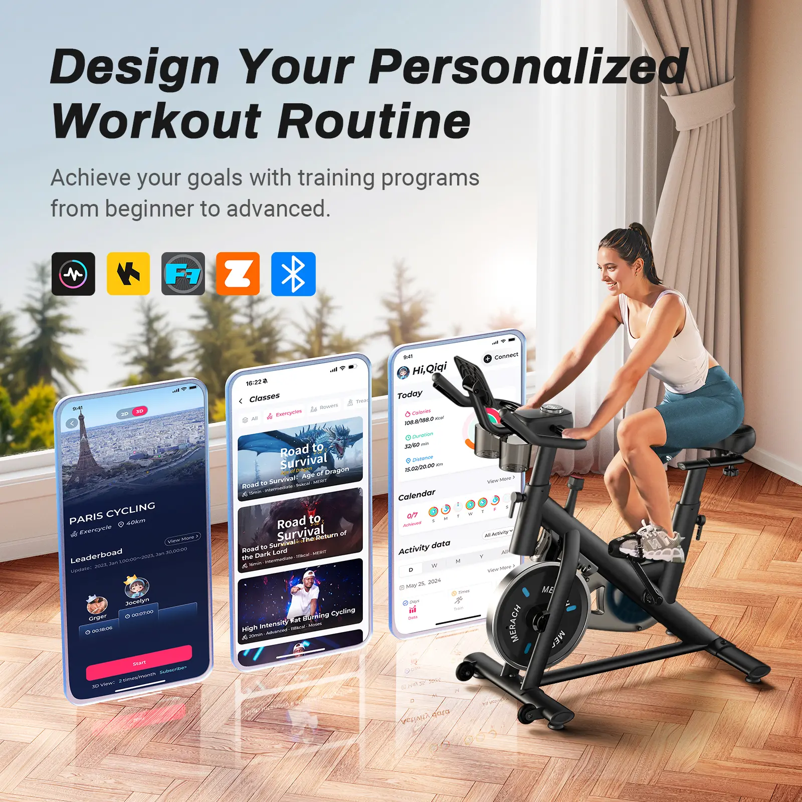 MERACH Stationary Exercise Bike - Fitness Gym Equipment for Home Workout, Home Gym Exercise Machines with New RPM Game Mode, Enhanced Electronic LED Monitor, Silent Belt Drive, Comfortable Seat Cushion for Cardio
