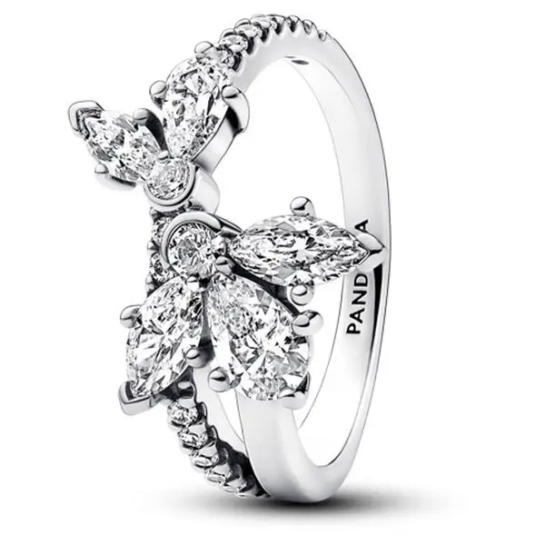 Pandora Sparkling Asymmetrical Herbarium Cluster Ring 193023C01-52