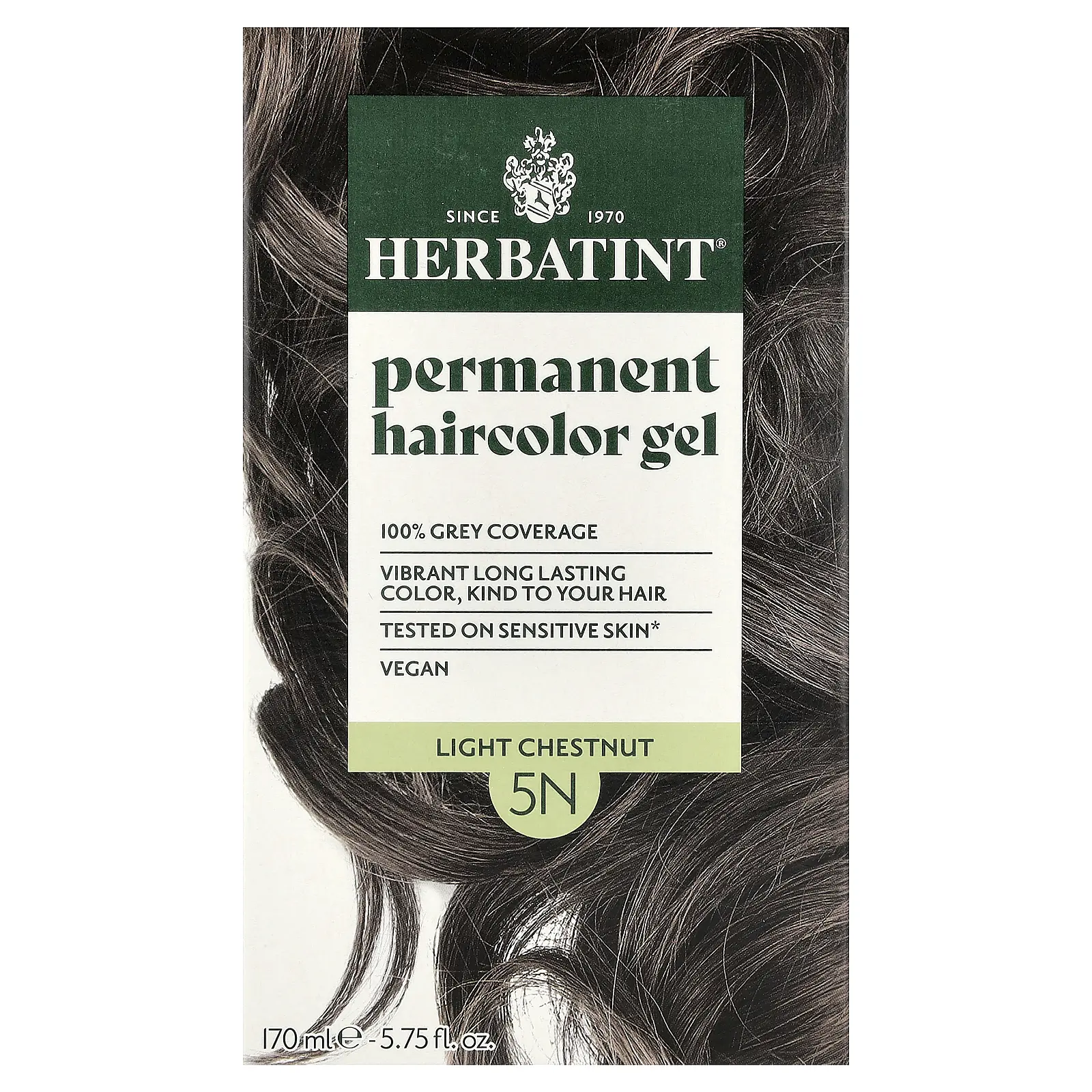 Herbatint Permanent Haircolor Gel, 5N Light Chestnut, 5.75 oz (170 ml)