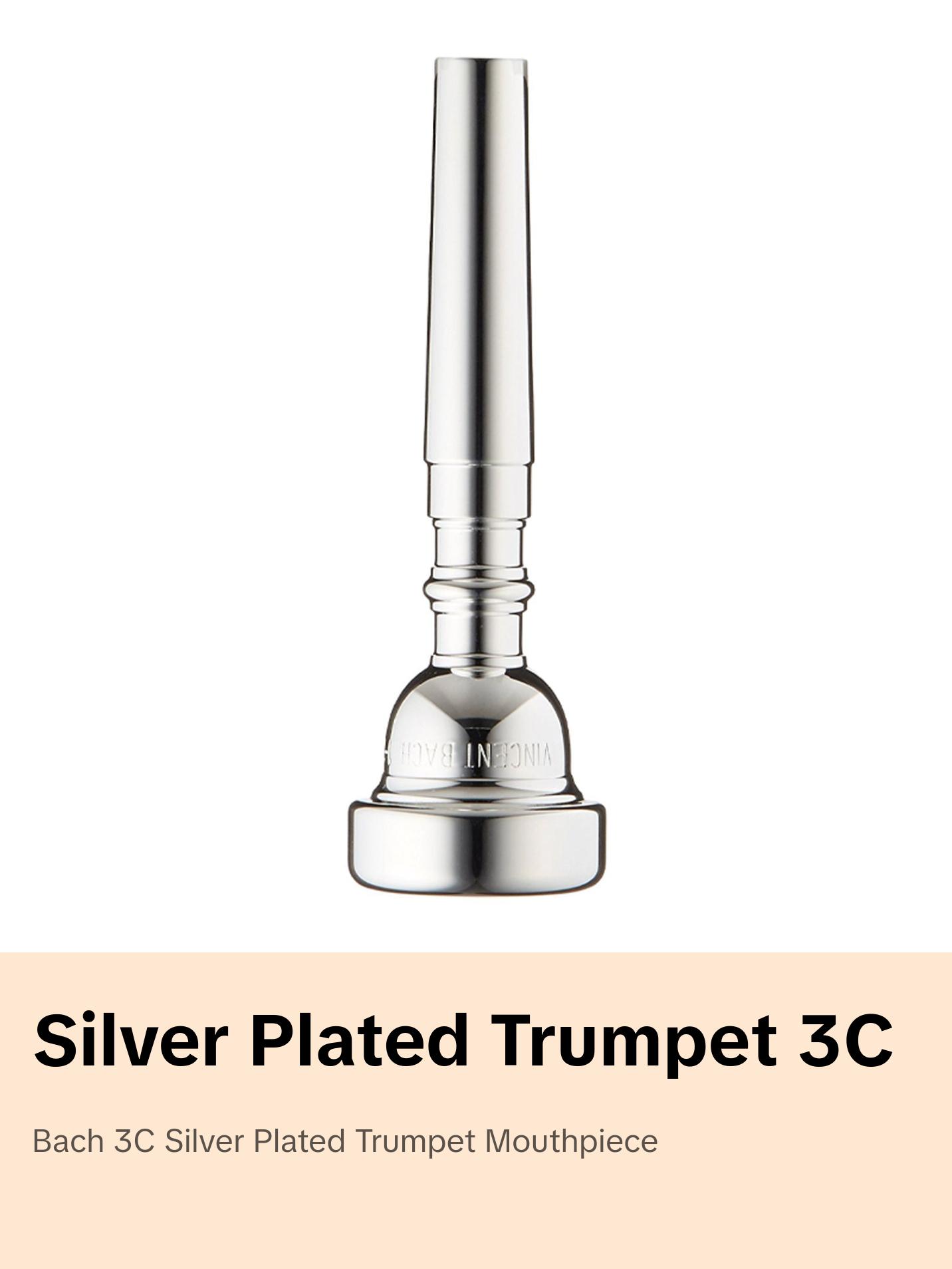 Bach Standard Silver Plated Trumpet Mouthpiece, 3C