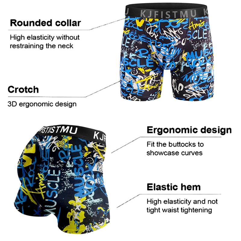 KJFISTMU 10-piece men's printed boxer briefs, casual, comfortable, and breathable, antibacterial and odor-resistant, long-lasting shape retention. Soft daily wear underwear, suitable for year-round wear, elastic boxer briefs for men. Menswear Socks