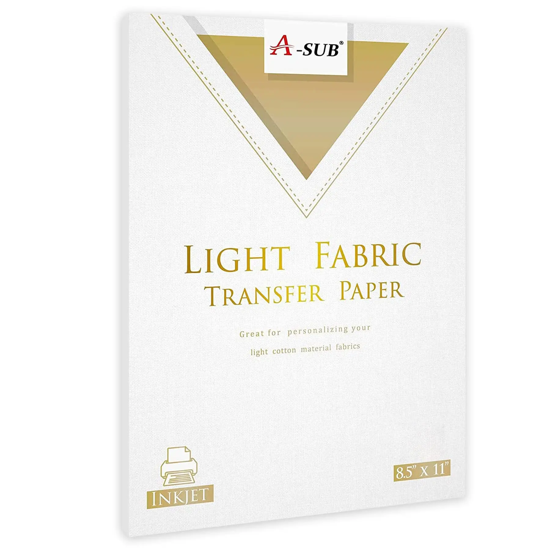 A-SUB Light Fabric Transfer Paper for Inkjet Printers, 20 Sheets, 8.5x11 Inches, Durable, Long Lasting Transfer, No Cracking, DIY Craft Paper