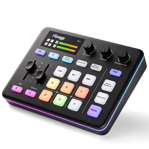Facmogu G9 Gaming Audio Mixer, Audio Interface w/3.5mm/XLR Mic In, RGB, Bluetooth, 48V Phantom Power, Voice Changer, Live Sound Card Sound Board for Live Streaming, Podcast, Gaming - Not for USB Mic