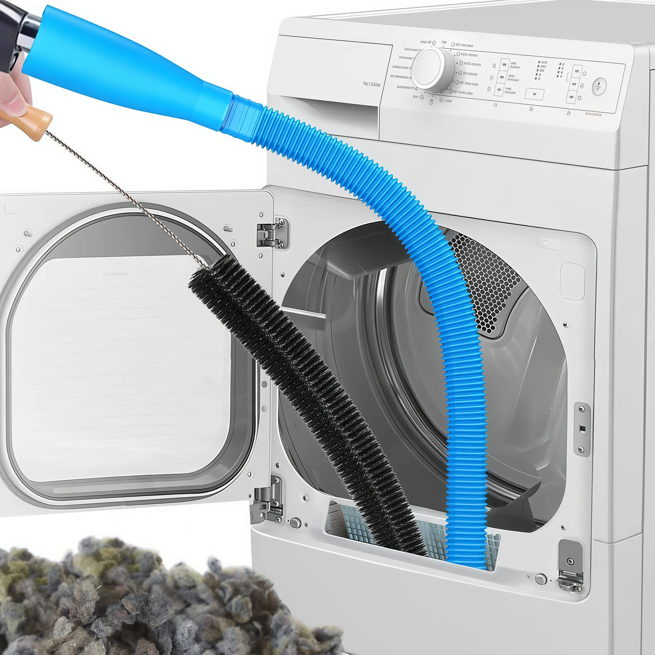 LMMAKE 1SET Dryer Vent Cleaner Kit Compatible with Most Vacuum Cleaners, Includes Flexible Dryer Lint Brushes & Vacuum Hose Attachments, Effective Lint Removal Cleaning Tools