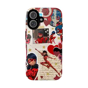 Miraculous Ladybug & Cat Noir Collage Phone Case, Ladybug Cat Noir Poses Parisian Love & Identity Vibes, fashion vibes dreamy emotional expressive collector gift play now, iPhone 17 16 15 14 13 12 Pro Max Plus X, Galaxy S25 S24 S23 S22 Ultra