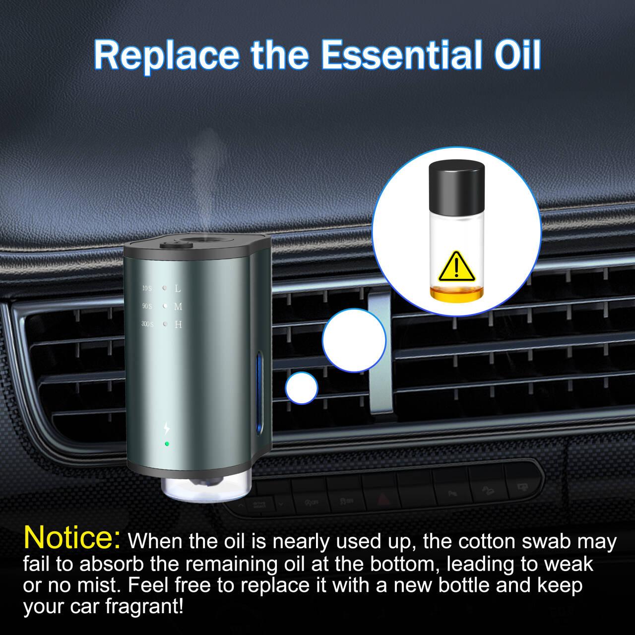 Smart Car Air Freshener: Three-Level Scent Control, Portable Waterless Diffuser, Aromatherapy with 3*10ML Natural Scents