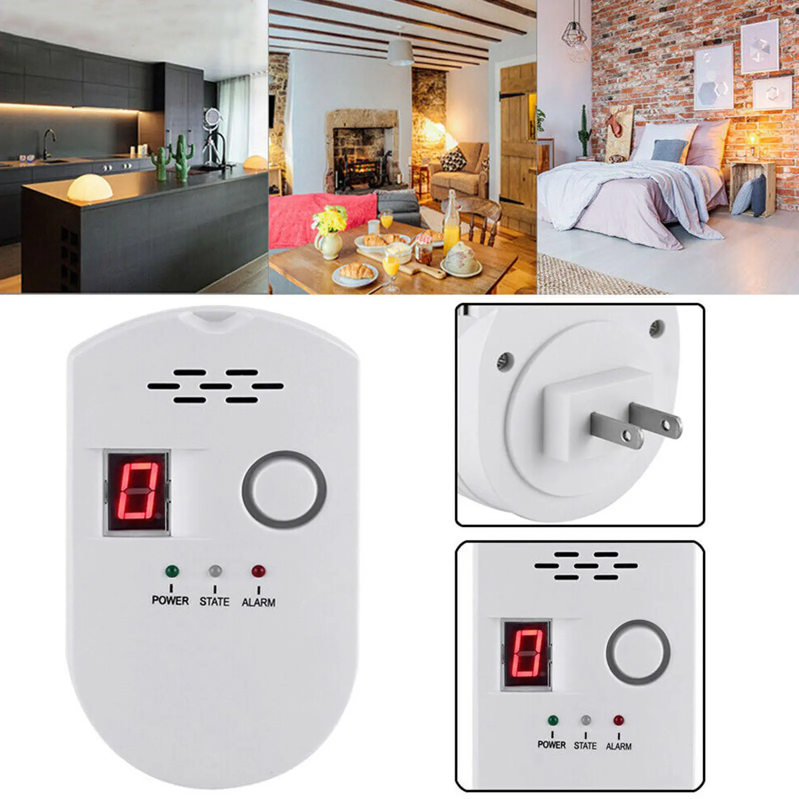 Digital LCD LPG LNG Natural Gas Leak Detector Butane Methane Safe Alarm Sensor
