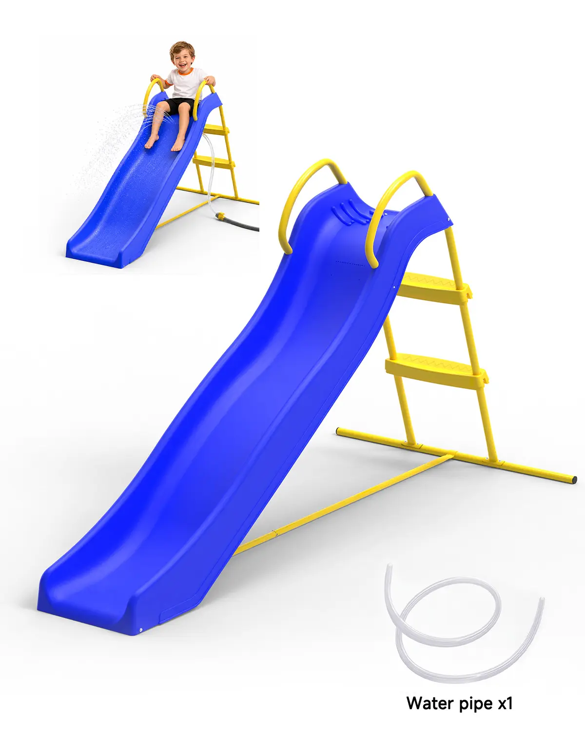 Mersco 1.8M Unisex Kids HDPE Plastic Freestanding Slide (Model XSL002), Safe Durable Sports Playground Equipment, Indoor & Outdoor Play Use, Water Slide Option