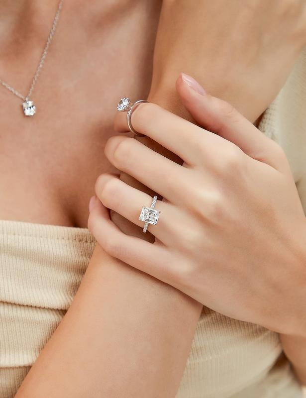 2026 Refined 4CT D VVS1 Radiant Cut Moissanite Sterling Silver Ring for Women, Designed to Stand Out