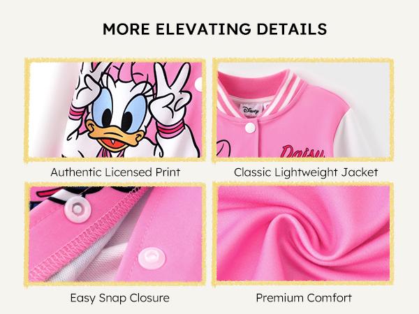 Disney Mickey and Friends Toddler/Kids Girl Letter Print Colorblock Lightweight Bomber Jacket Pink