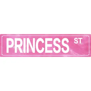 Retro Girl Pink Tin Metal Sign Princess Statement Wall Decor for Home Vintage Bar or Dorm Unique Gift Idea for Friends 4x16 in