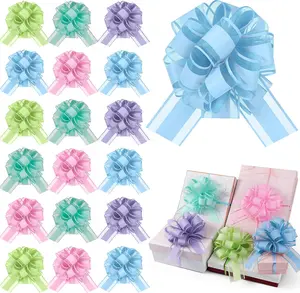 20-Pack 6" Multicolor Pull Bows – Bright Gift Wrapping Ribbon Bows for Christmas, Weddings, Baskets, Valentine’s Day & Holiday Decor