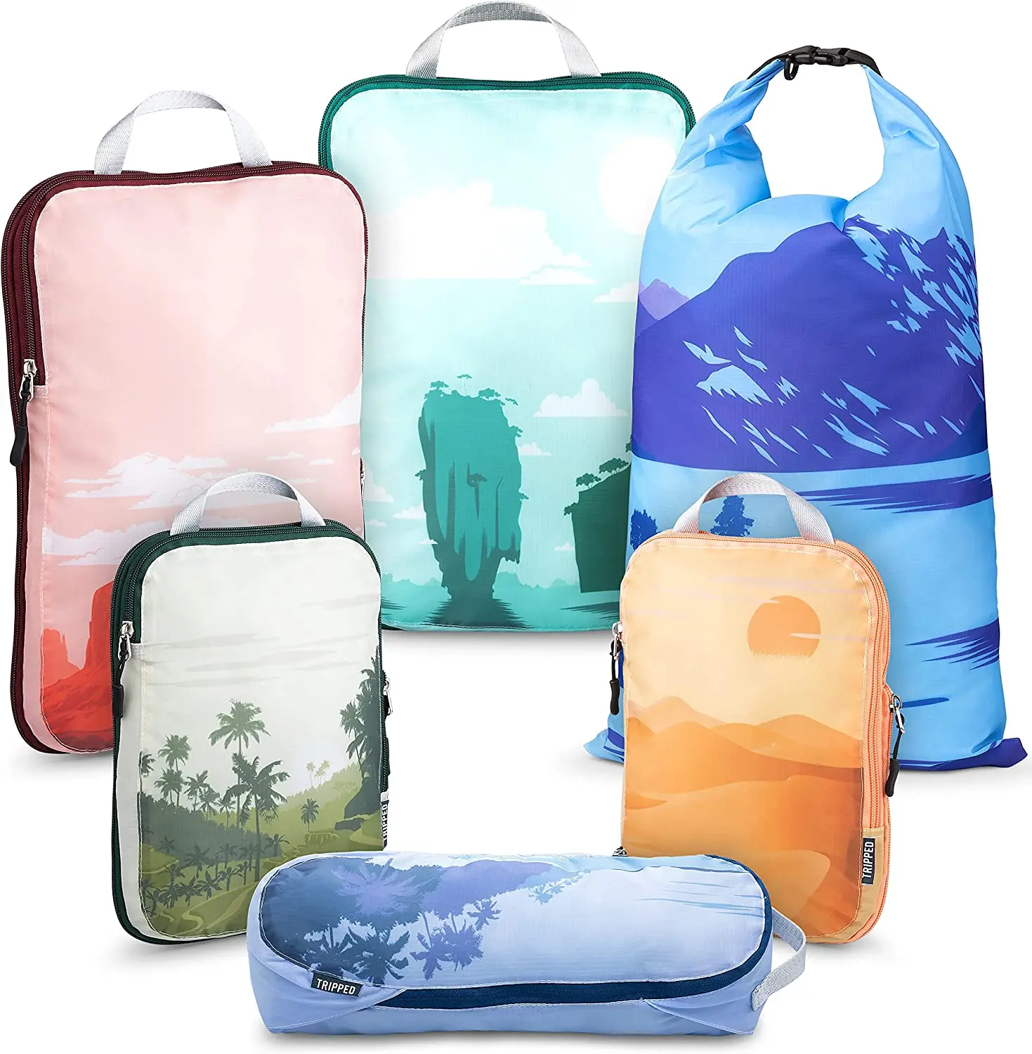 Compression Packing Cubes for Travel - Lightweight and Durable Clothing Organizer for Carry-On Luggage and Suitcases by TRIPPED Travel Gear