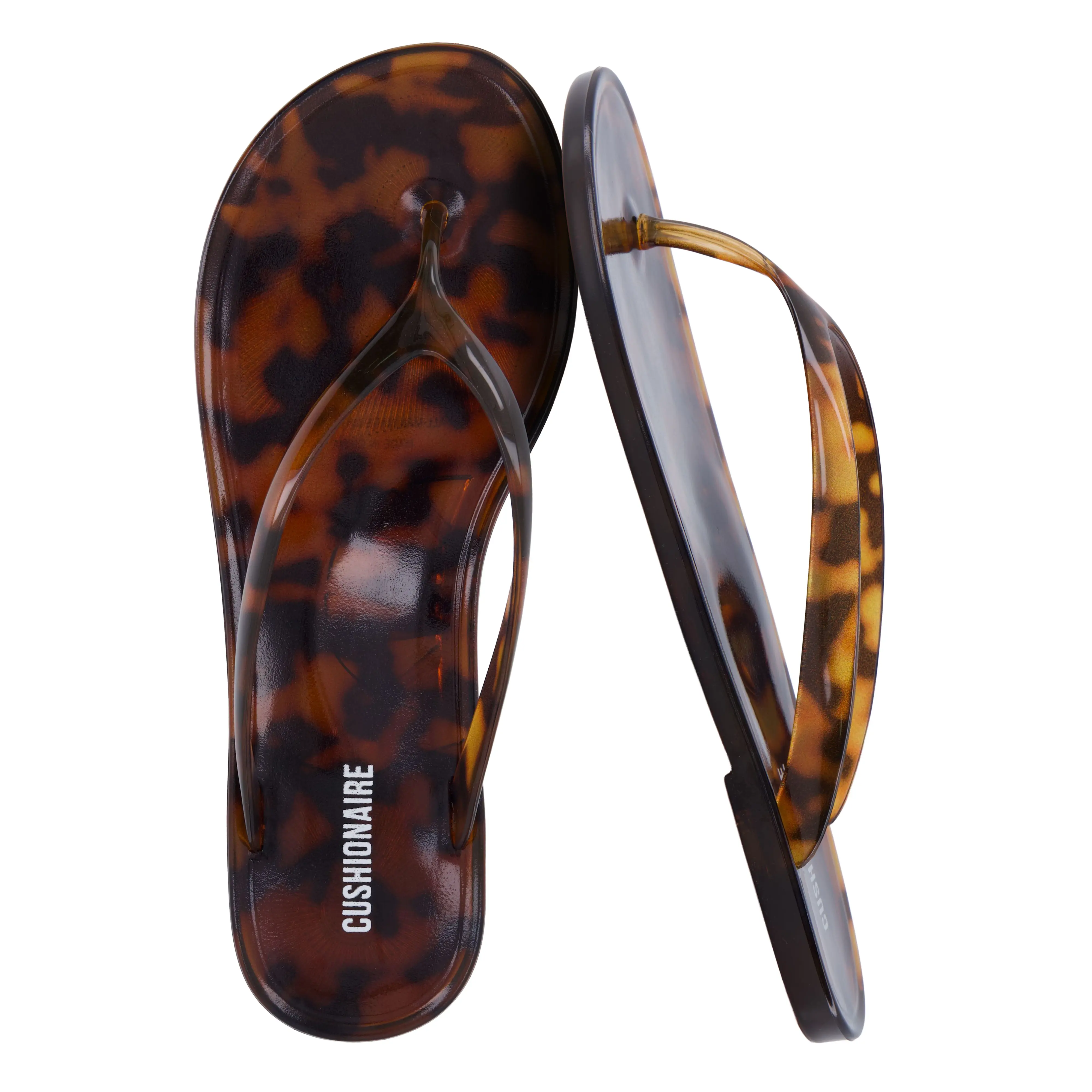 Cushionaire Splash Jelly Flip Flops for Women | Glossy Retro Jelly Thong Summer Sandals for Beach and Pool | Easy to Clean Vacation Footwear