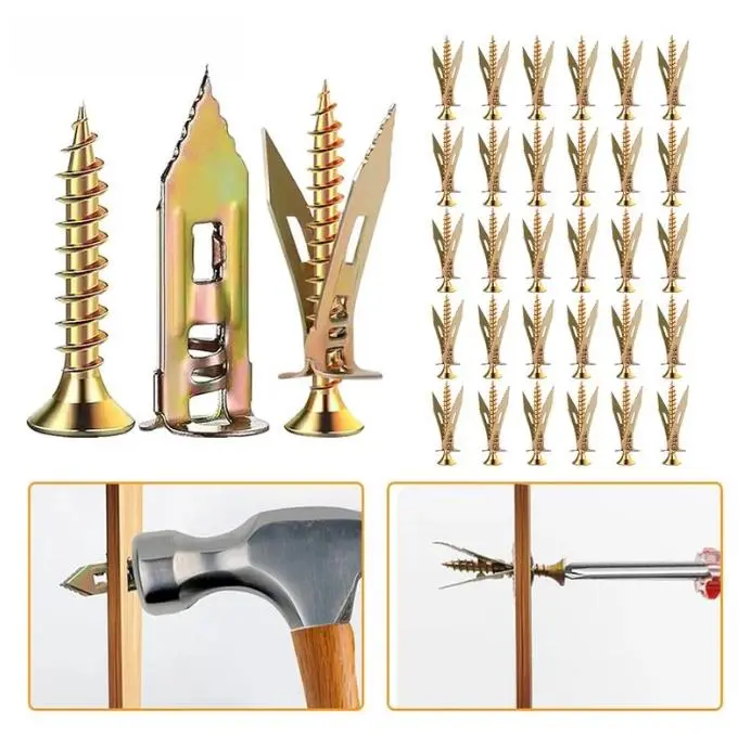 120 PCS Self-Drilling Drywall Anchors and Screws Kit 12x30mm No Pre-Drilling Supports Up to 66 lbs Ideal for Home Office Organization Galvanized