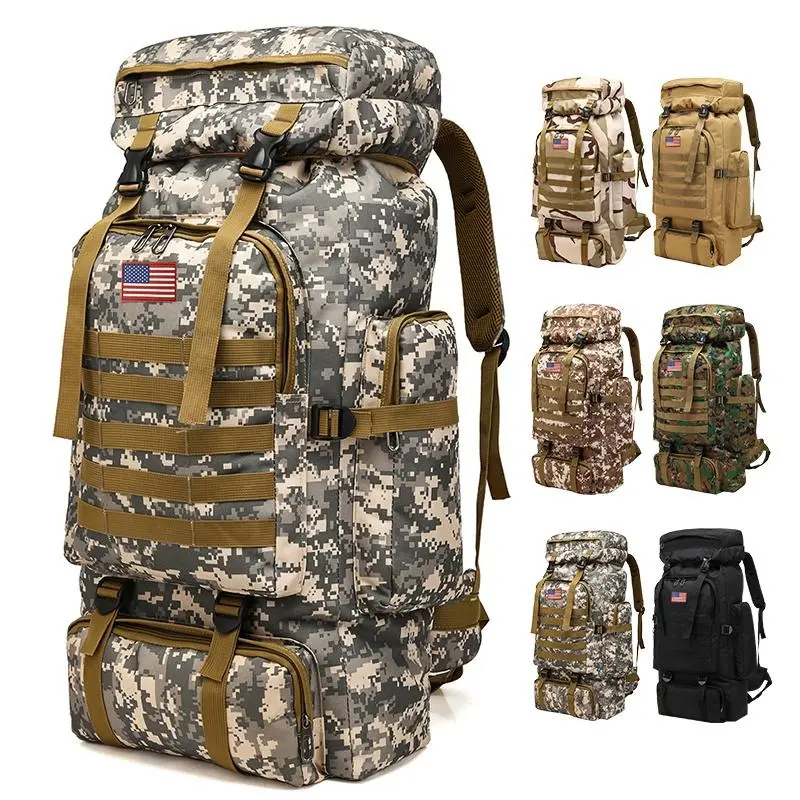 Men's 80L Durable Outdoor Hiking Backpack, Waterproof 900D Oxford Cloth Bag with Molle System, Widened Straps, Water-Resistant for Camping & Hunting, Waterproof Hiking Backpack, Backpacks
