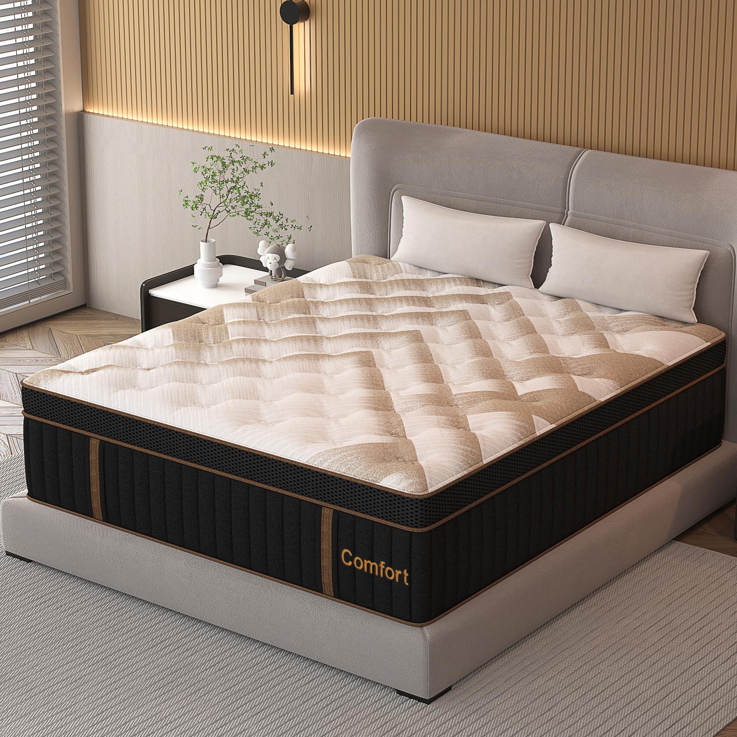 12"14" Twin Full Queen King Size Mattress in a Box Hybrid Spring Memory Foam, Medium Firm Ergonomic Mattress