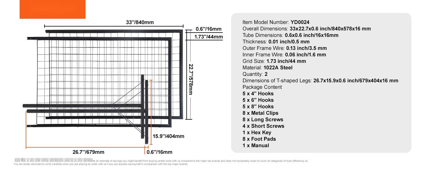 2' x 5.6' Grid Wall Panels Tower, 2 Packs Wire Gridwall Display Racks with T-Base Floorstanding, Double-Sided Gridwall Panels for Art and Craft Shows, Retail Display with Extra Clips and Hooks for Versatile Booths