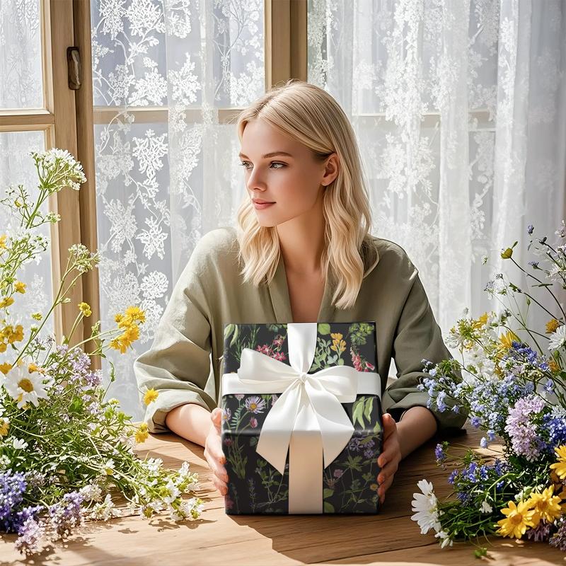 RUSPEPA Vintage Floral Gift Wrapping Paper Roll 17 Inches × 16.4 Feet Mini Roll for Birthdays Weddings Parties and Holiday Celebrations with Elegant Floral Design