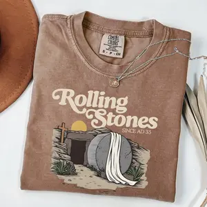 Comfort Colors Rolling Stones T-Shirt, Trendy Easter Clothing, Cotton Crewneck Unisex Pull Over T-Shirt Apparel