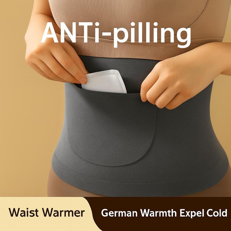 German-style waist support belt with heating function to warm the stomach and relieve back pain; double pockets for women to keep warm and protect against cold.