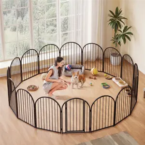 Pet Gate with Access Door and Latch - Metal Folding Dog Fence, Adjustable from 36 to 108 Inches, Indoor & Outdoor Use, Non-Slip, Safe & Durable, Ideal for Small to Large Dogs, Easy to Assemble, Pet Barrier for Home and Yard