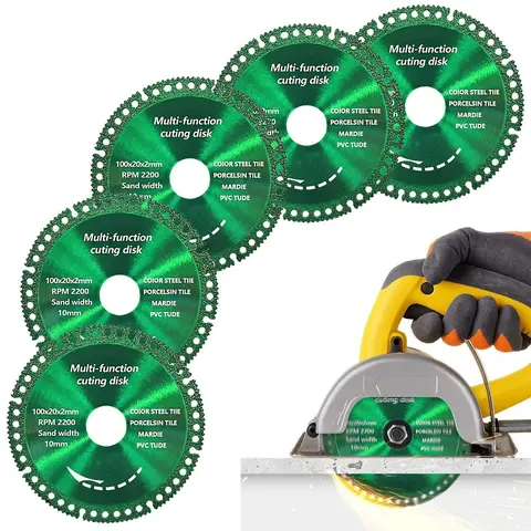 4" Diameter Indestructible Diamond Grinding-Cutting Blade for Angle Grinding Machine, 2-Piece 2.0mm Discs, High Temp Res., for Smooth Cutting, Chamfering, Color Steel, Stone & Metal