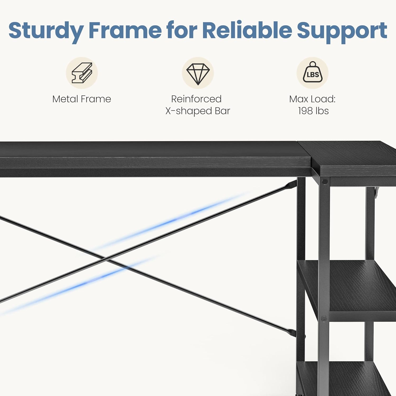 L Shaped Gaming Desk 39"/47"/55" Reversible Corner PC Desk with 7-Tier Storage Shelves, Heavy Duty Computer Desk with X-Brace Support for Gaming Setup & Home Office