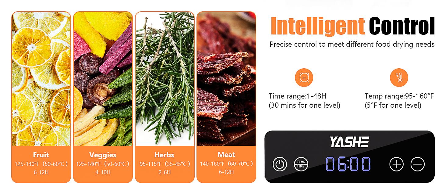 YASHE Food Dehydrator Machine, 5 Stainless Steel Trays, 48H Timer, Temperature Control, Recipe Book – Perfect for Jerky, Meat, Fruit & Dog Treats Appliances