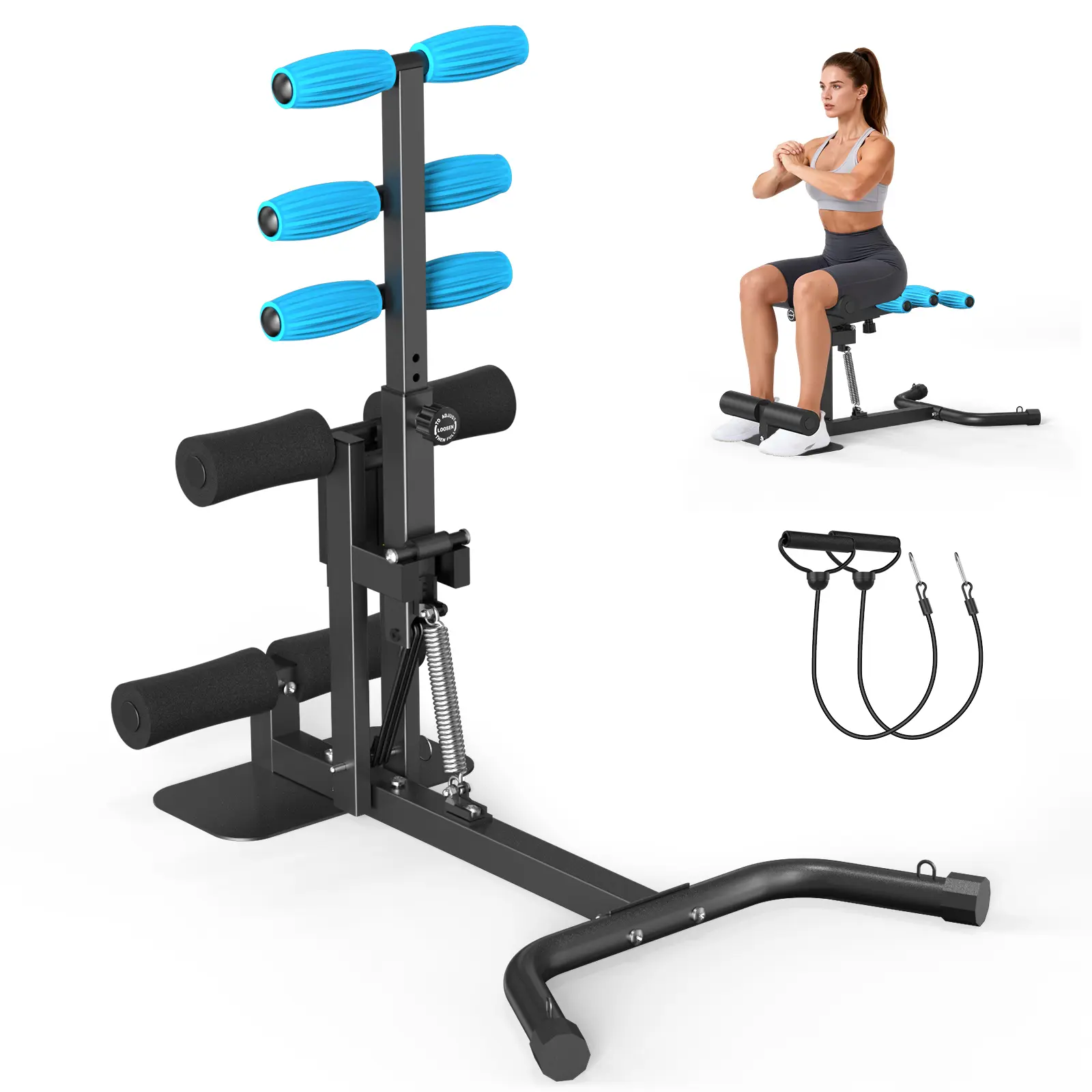 Relife Sports Deep Squat Machine, Adjustable Glutes Trainer Machine for Home Gym Workout Training, Core & Leg Exercise, Push Up Board Workout Equipment, Sit Up Machine for Abs, Abdominal Bench, with Resistance Bands SummerVibes summerwins