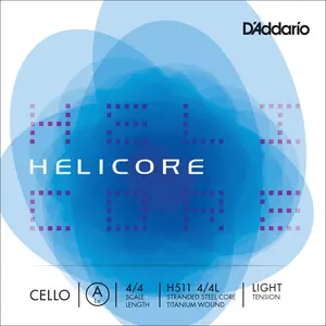 D'Addario Helicore Cello Single A String, 4/4 Scale, Light Tension