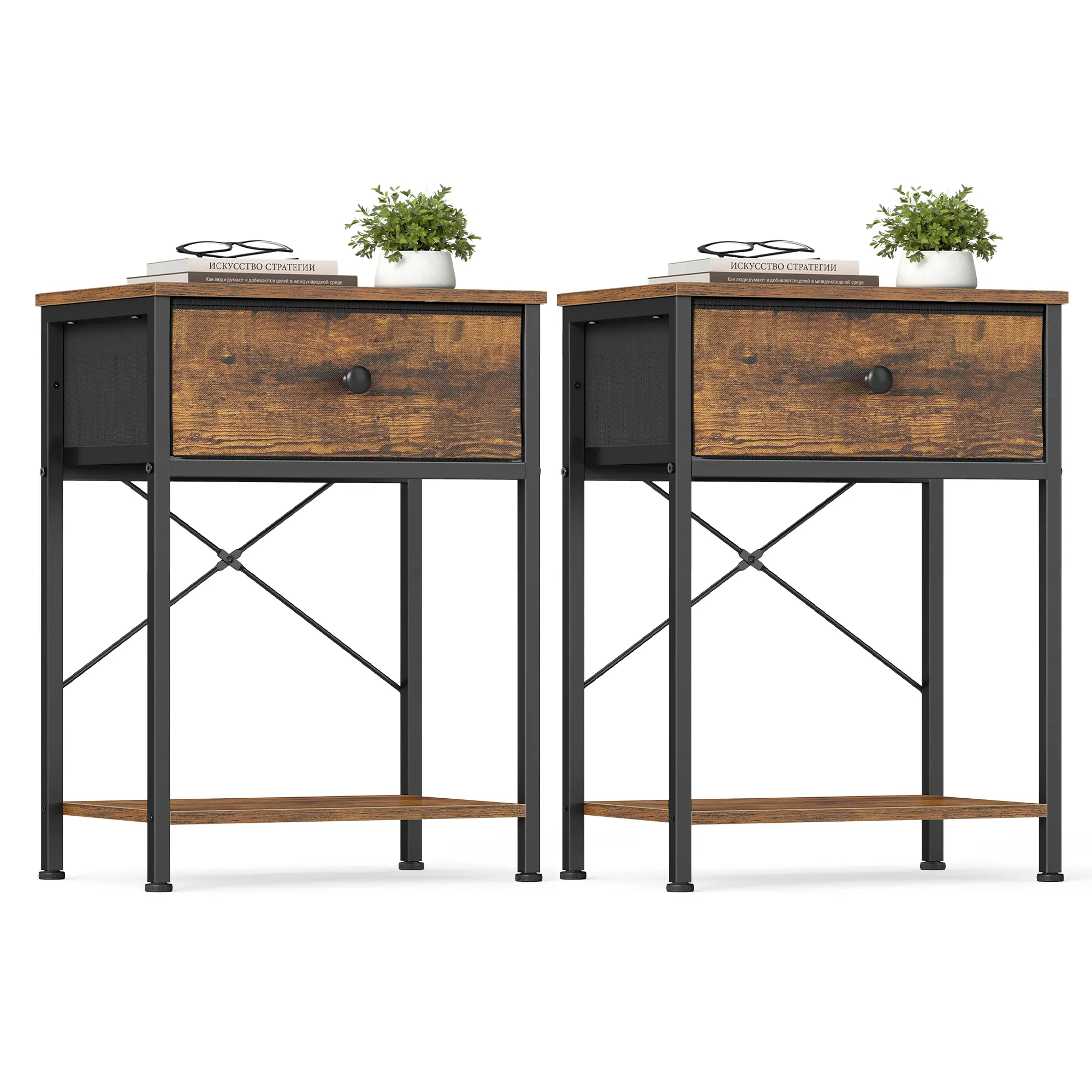 SONGMICS Nightstand with Drawer and Lower Shelf - Versatile Indoor Side Table for Bedroom, Living Room