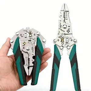 2Pcs 18-in-1 Foldable Wire Stripper & Crimping Tool Multi-Function Pliers with High-Hardness Chrome Vanadium Steel Blades for Cable Stripping Cutting and Crimping