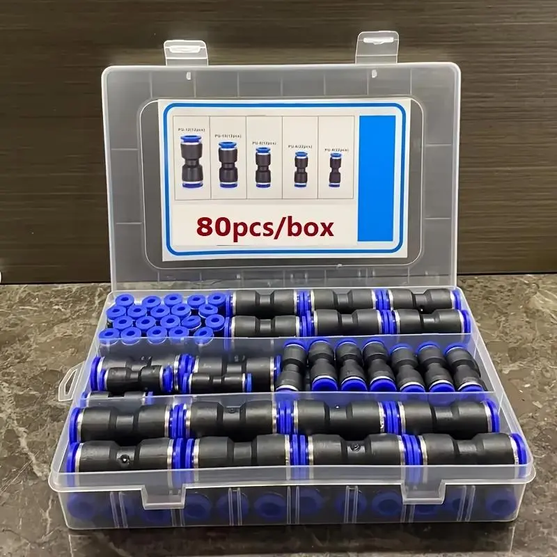 Air Hose Fittings Kit, Hose Connectors Quick Connect, 80pcs/box Quick Connect, Universal Thread, Leak-resistant, Easy Installation, for 1/4 3/8 1/2 Inch Tube, Pipe, Flexible Hose, Threaded Fittings, Quick Couplers, Air Hose Connector, Hose Adapter Set