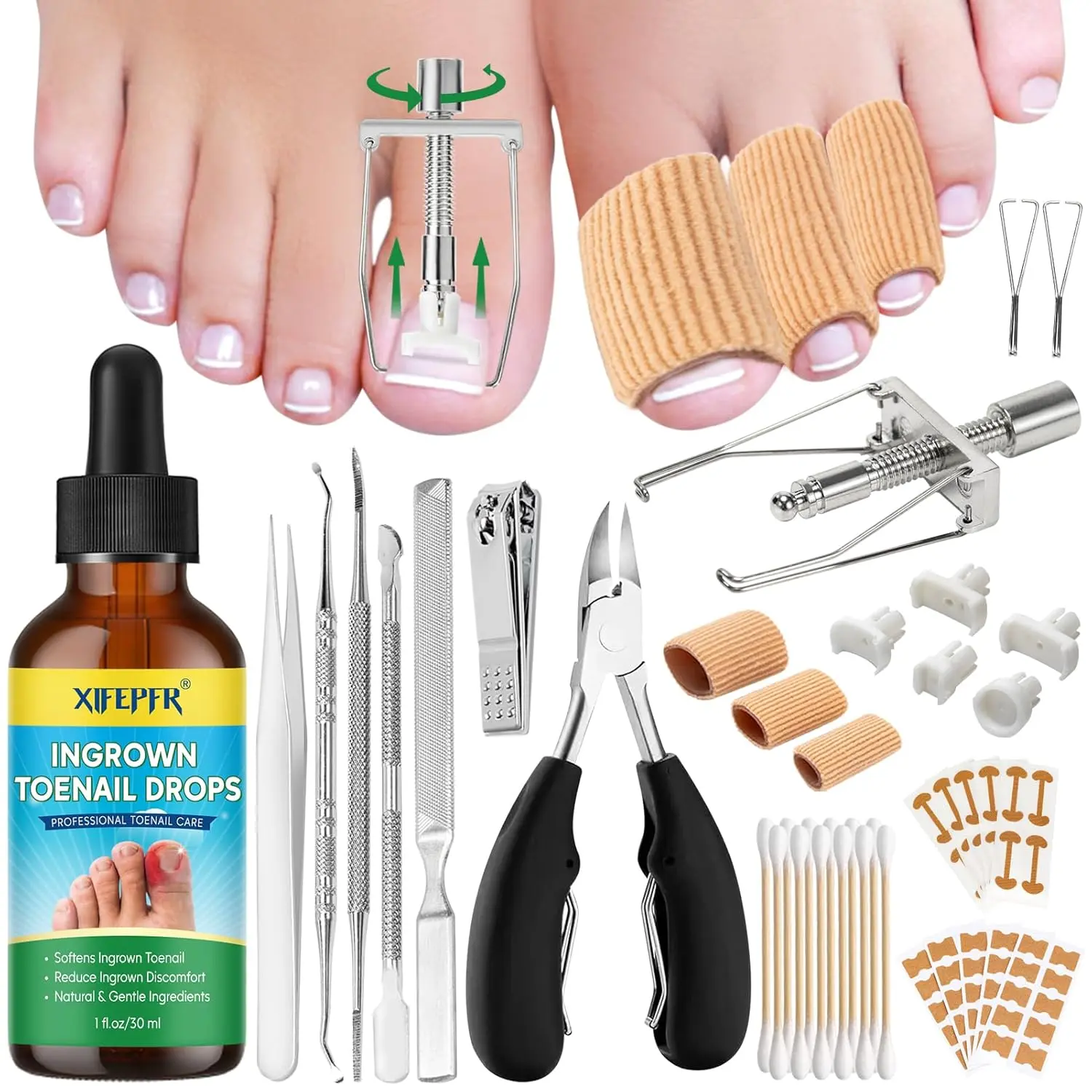 XIFEPFR Professional Ingrown Toenail Removal Kit - Stainless Steel Corrector, Clipper Set, Pedicure Tools for Thick Nails, Pain Relief, Wide Nail Correction, Nail Care