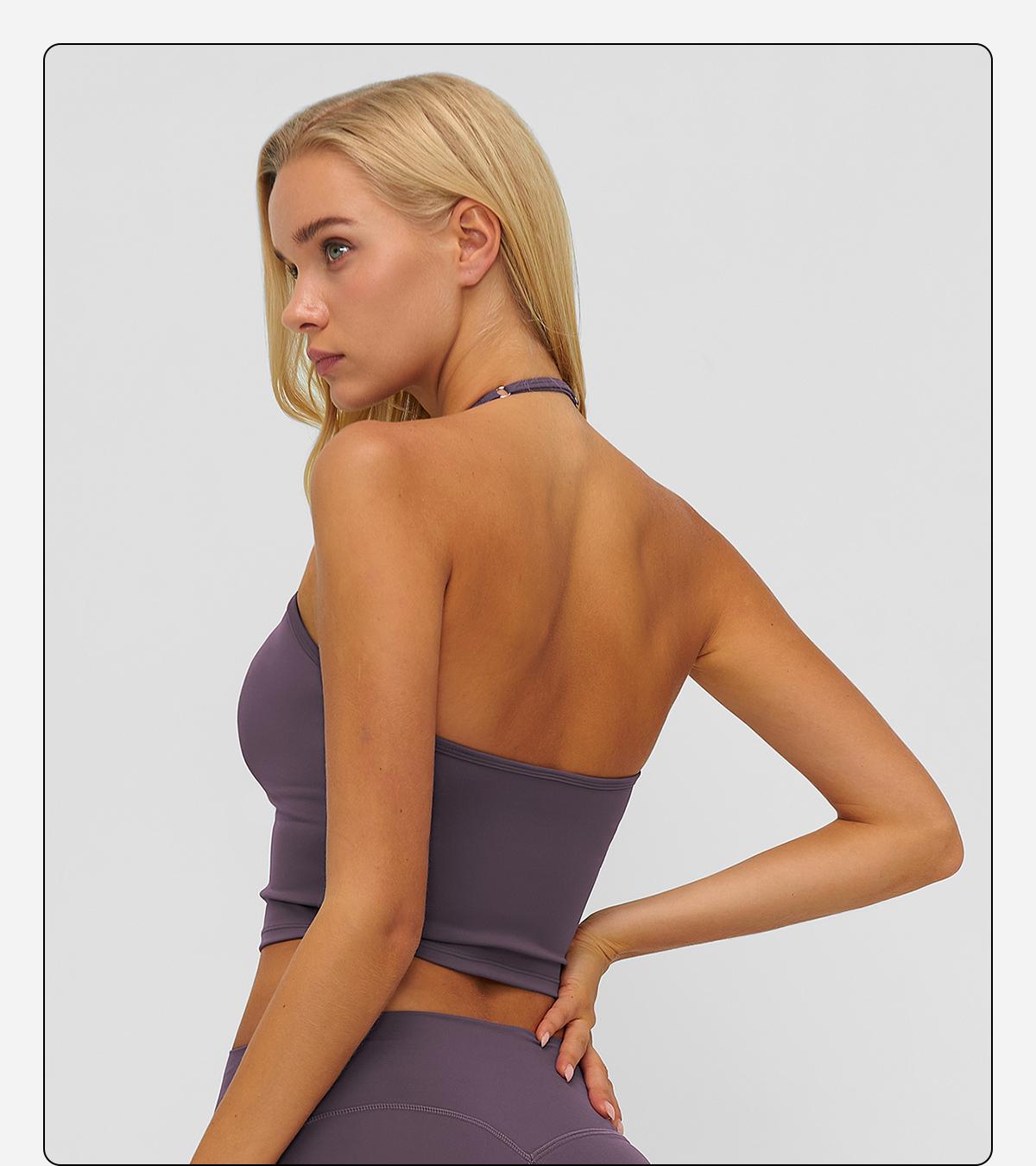 MFVIM Women's Fitted Sexy Shaping Yoga Top - Female V-Neck with Necklace Design, Breathable Skin-Friendly Nude Fabric, Ideal for Yoga, Gym, All Seasons