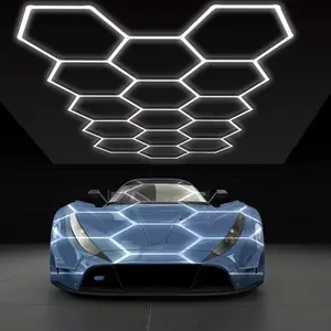 LED Hexagon Combination Garage Light, Row Honeycomb LED Linear Light, Strong Visual Elongation Effect, Suitable for Long Narrow Garages, Corridors, Entrance Halls, Stairways, Supermarket Shelf Aisles, Library Bookshelf Areas, Open Kitchen Ceilings