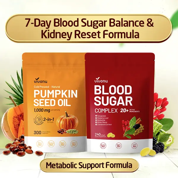 VivoNu Wellness Bundle – Pumpkin Seed Oil (300 Capsules) + Blood Sugar Support Formula (240 Capsules) – Natural Daily Nutrition for Energy, Heart & Metabolic Health