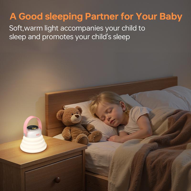 Foldable multi-color changing night lightwith 7 lighting colors,  Type-C rechargeable design.It creates immersive ambient lighting, andthis portable night light is suitable forbedrooms, outdoor camping and use as abedside lamp.