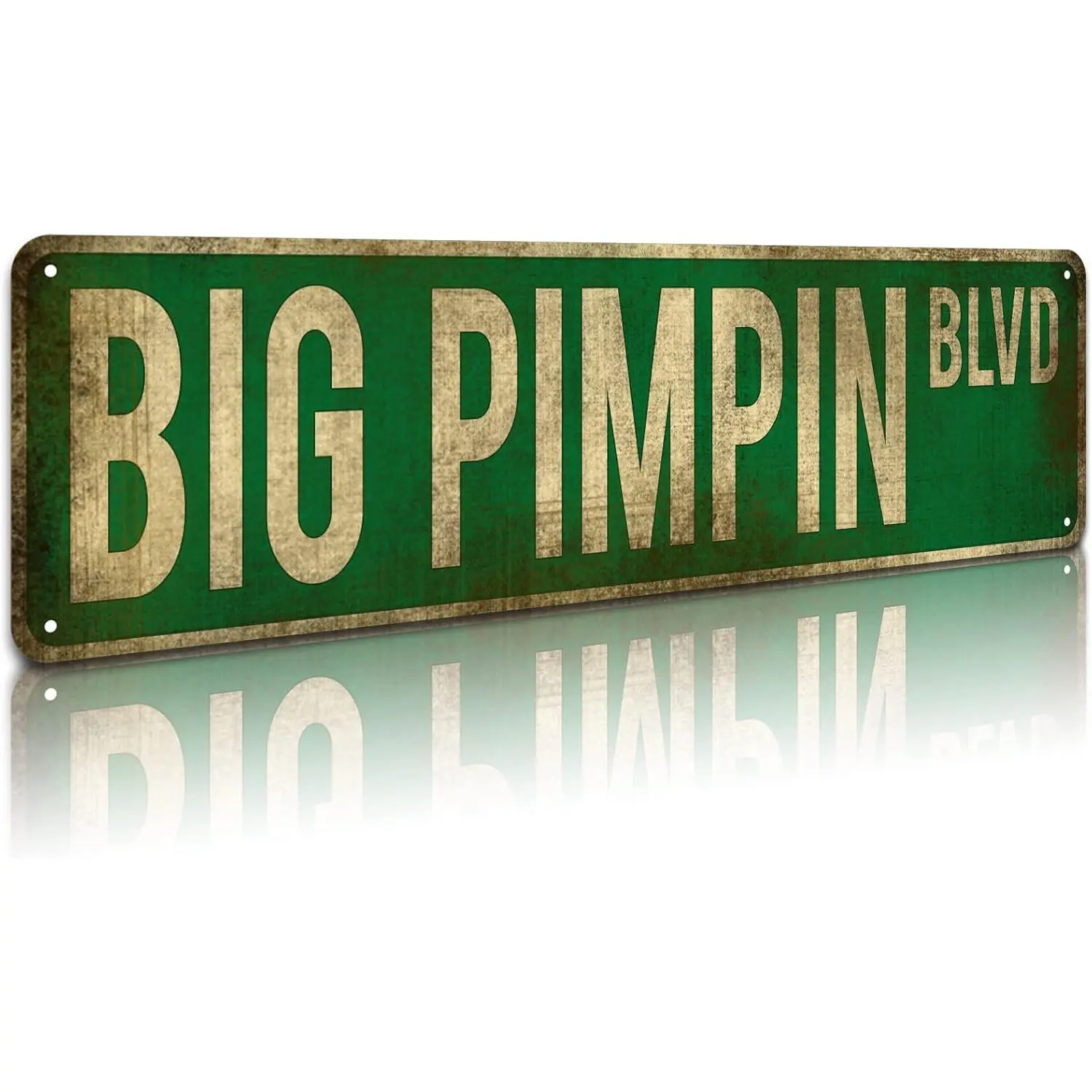 Big Pimpin Blvd Street Sign, Aluminum Slim Tin Sign Street Funny Metal Sign Wall Decor for Bedroom Home Bar Garage Art Gift 4" by 16"