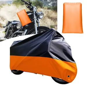 Waterproof Motorcycle Cover with Lock Holes & Storage Bag – UV Protection Dustproof All-Weather Outdoor Cover, Reflective Strips for Safety, Fits Most Motorcycles (104.33" x 49.21" x 41.34")