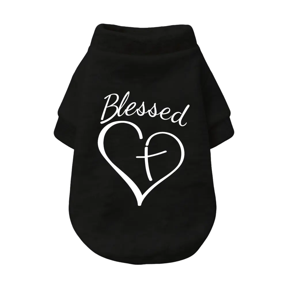 Blessed Heart Design Black Pet Shirt for Dogs and Cats Comfortable and Stylish