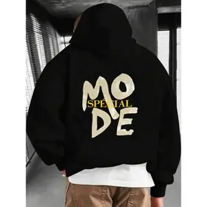 English letters MODE men's fashion hoodie letter design personalized creative pattern printing machine washable autumn and winter hooded casual trend men's hoodie